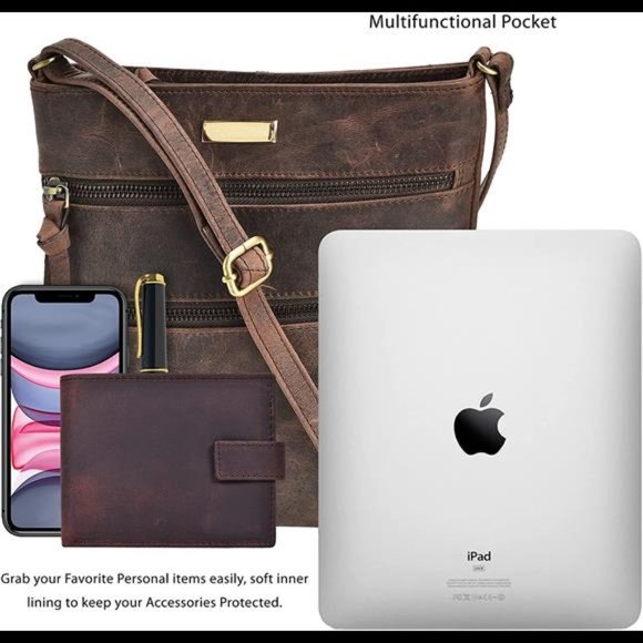 Leather Crossbody Purse for Women- Small Crossover Long Over the Shoulder Sling - Picture 5 of 6